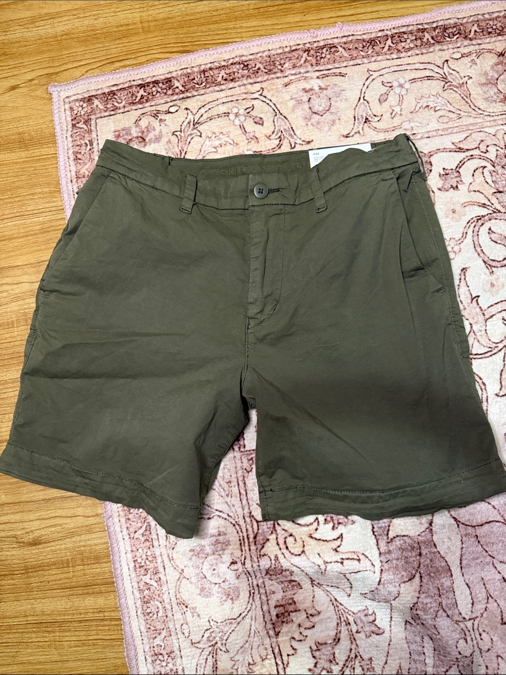 American Eagle Outfitters Olive Flat-Front Men's Shorts
